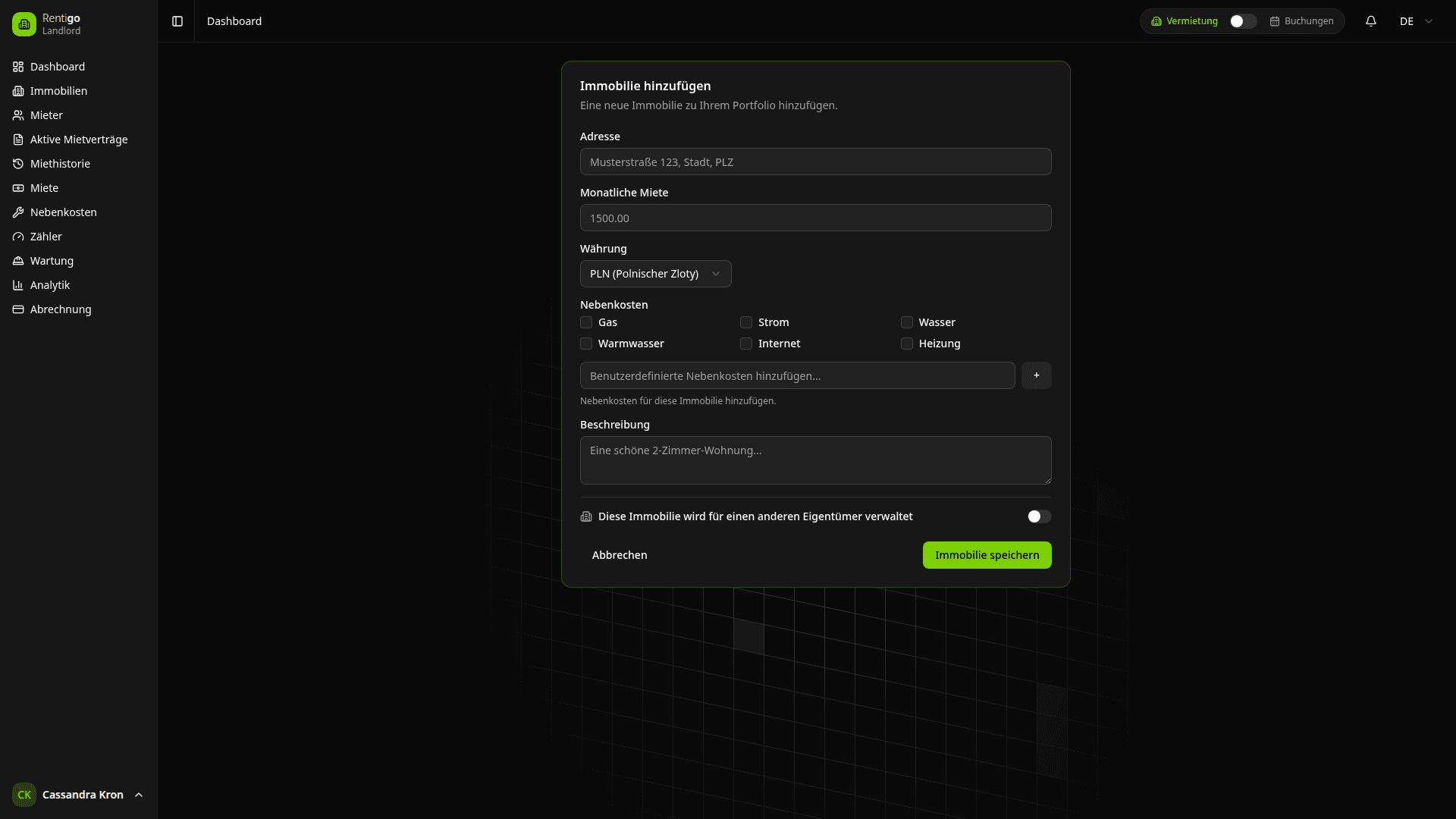 Immobilie-hinzufügen-Formular