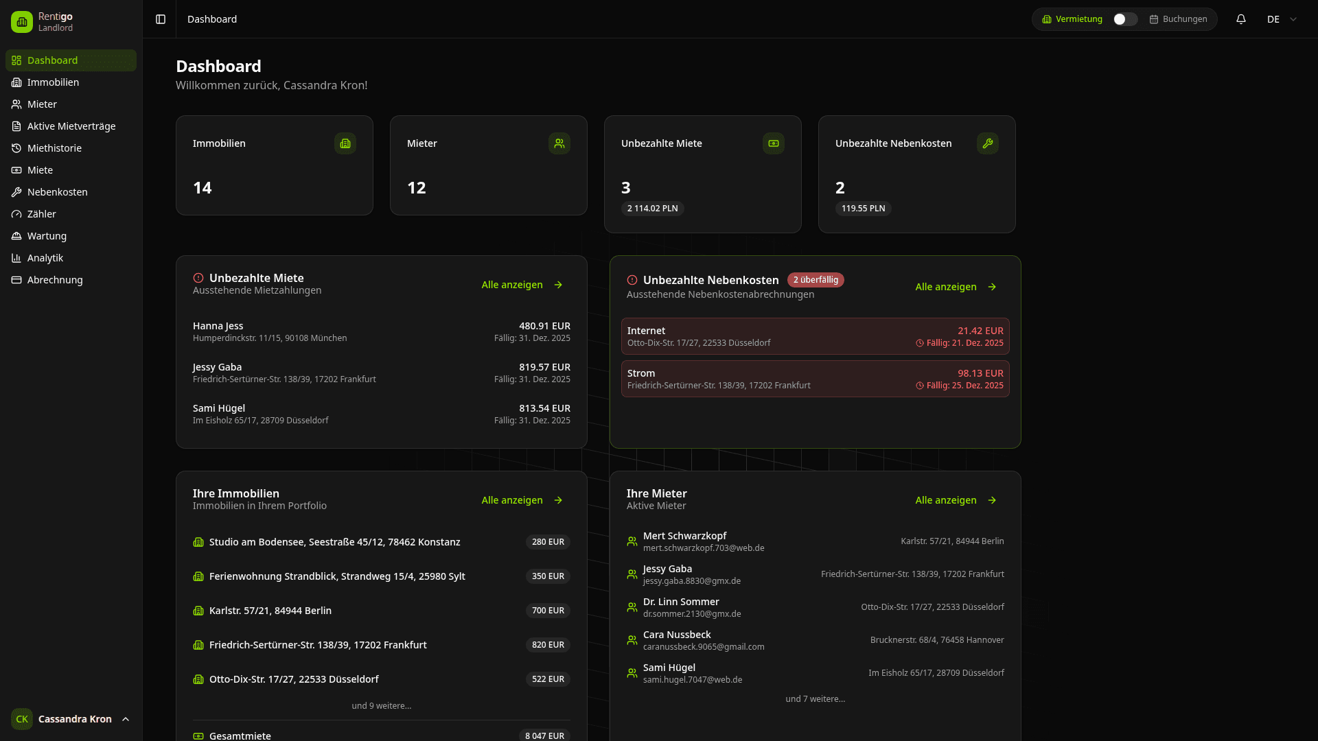 Rentigo Dashboard