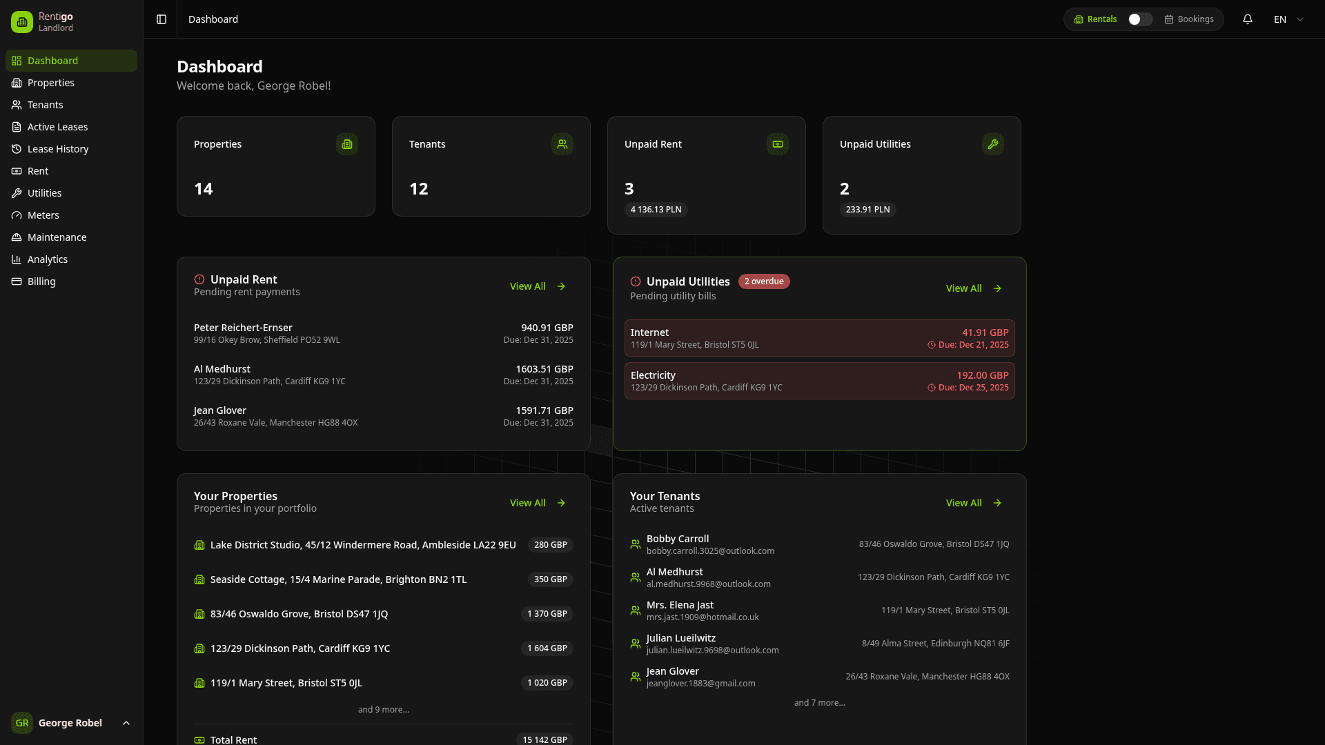 Rentigo Dashboard